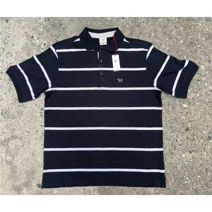 The Black Dog Men’s Lanyard Stripe Polo Shirt Black/White S NWT